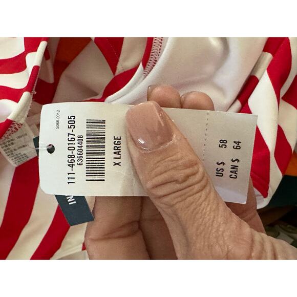 Abercrombie & Fitch Women's Red Blue Striped Cheekini One-piece Swimsuit Size XL - Picture 7 of 7